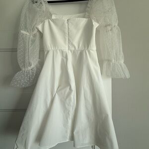 Amanda Uprichard White Dress with Sheer Sleeves